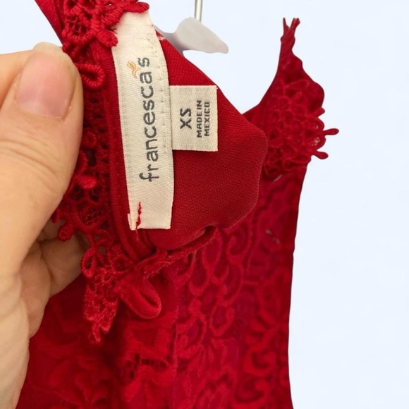 Elegant Red Lace mini Dress with Flared skirt XS Francesca - Picture 3 of 3